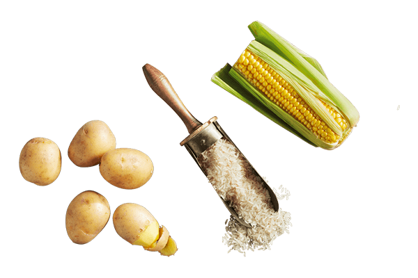 Zutaten-Kartoffeln-Reis-Mais Zutaten-Kartoffeln-Reis-Mais